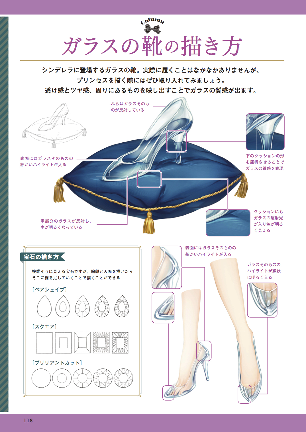 玄光社 超描けるシリーズ Na Tviteru 超描ネタ帳 画像なし シンデレラに登場するガラスの靴 ガラスの質感を表現するために 透け感やツヤなどを意識して描いてみましょう Kyachiさん Shirotumechika 著 ドレスの描き方 より T Co Psktwitj3o 超