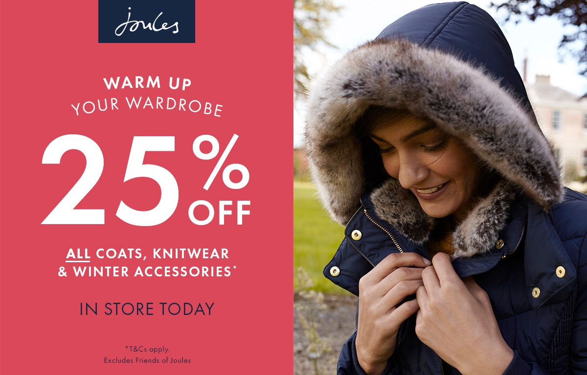 JoulesOfPlymouth (@joulesplymouth) on Twitter photo Whatever the weather we have something perfect <a href="/JoulesPlymouth/">JoulesOfPlymouth</a>! With 25% off all coats, knitwear and winter accessories starting today, pop in and warm yourself up this chilly January #coldspell #whatevertheweather #winterhascome #beprepared #Joules #keepingcosy Whatever the weather we have something perfect <a href="/JoulesPlymouth/">JoulesOfPlymouth</a>! With 25% off all coats, knitwear and winter accessories starting today, pop in and warm yourself up this chilly January #coldspell #whatevertheweather #winterhascome #beprepared #Joules #keepingcosy