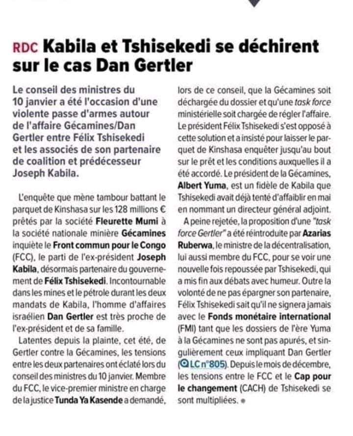 RMonunu's tweet photo. 🛑«Le FMI ne signera jamais avec l’Administration Tshisekedi tant que les dossiers de l’ère #Yuma ne sont pas apurés, et singulièrement ceux impliquant #Dan_ Gertler».👇
La determination de @fatshi13 sur ce dossier ebelisi FCC liboma.
Concernant Gecamines, FATSHI. VA FOUINER.🧐 https://t.co/vfiePzvlNB