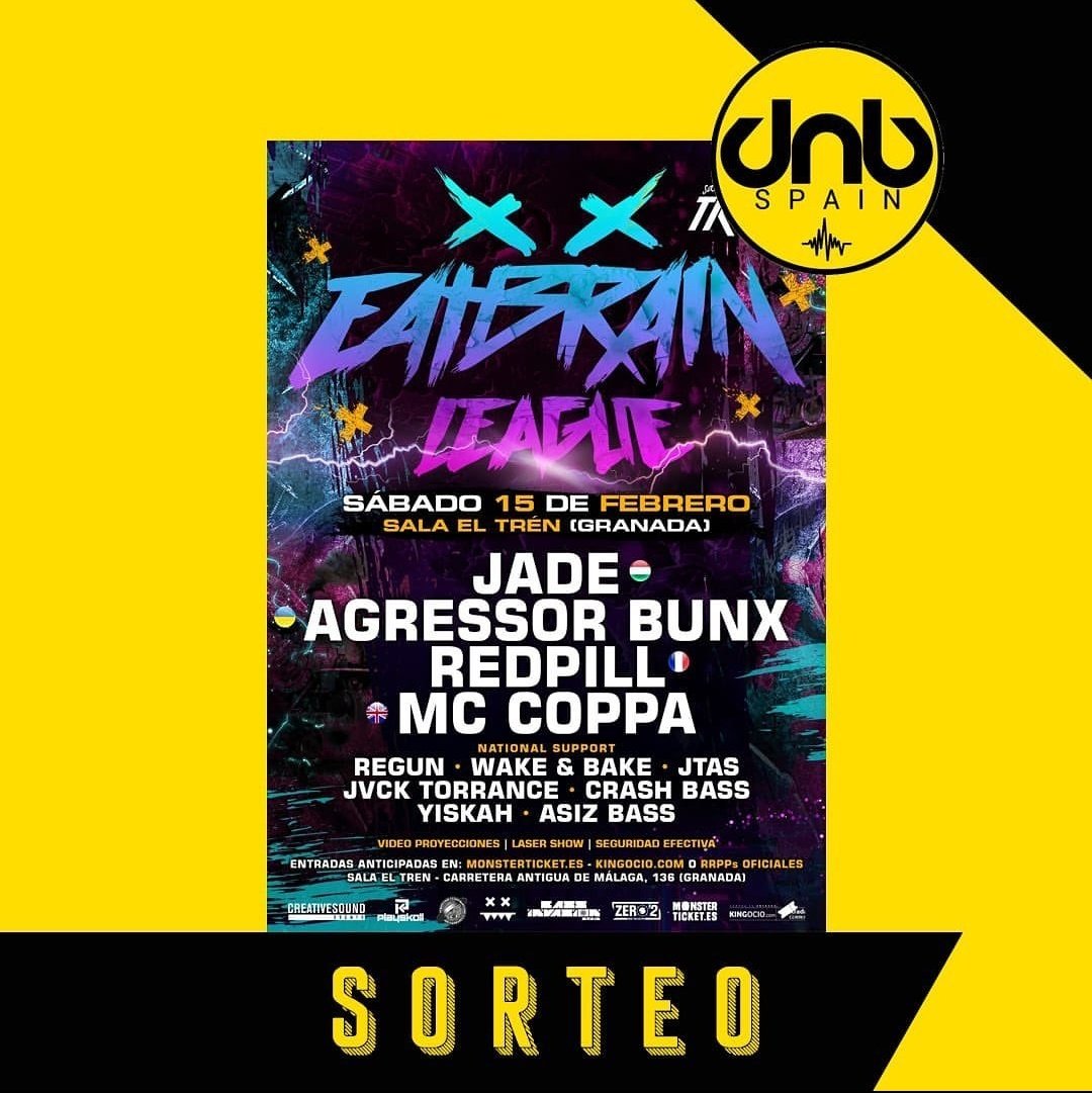 dnbspain's tweet image. ❌ #SORTEO ❌

¡Te llevamos gratis a la Eatbrain League de Granada!

👥 @Jade_Eatbrain, @agressor_bunx, Redpill, @coppaworld y más
📆 15/02/2020
📍Sala El Tren (Granada)

⬇️ Entra y participa ⬇️
instagram.com/p/B7g3IC4CWJw/…

🔥🔥🔥🔥🔥🔥🔥🔥🔥🔥🔥🔥🔥🔥🔥🔥