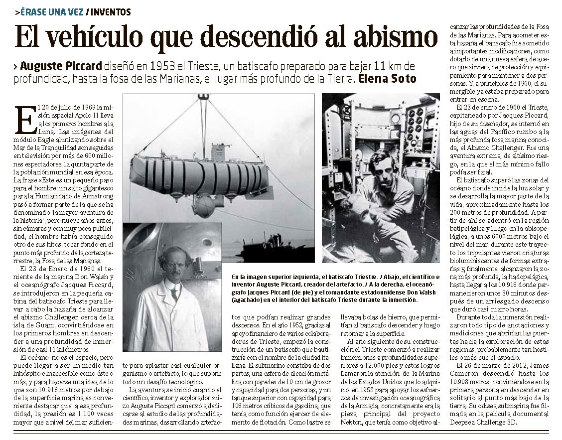 Enero 01, 1960 - Piccard avanzado en las profundidades del mar