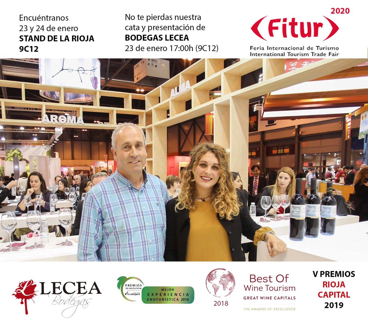 Ya estamos en @fiturmadrid 2020! 😊 23 y 24 ene. estaremos a vuestra disposición en el stand de @lariojaturismo (9C12) de @ifemaferiademadrid .
Hoy Jueves 23 a las 🕒 17h tenemos preparada una cata 🍷 presentación de nuestro proyecto enoturístico en #BodegasLecea ¡Os esperamos!