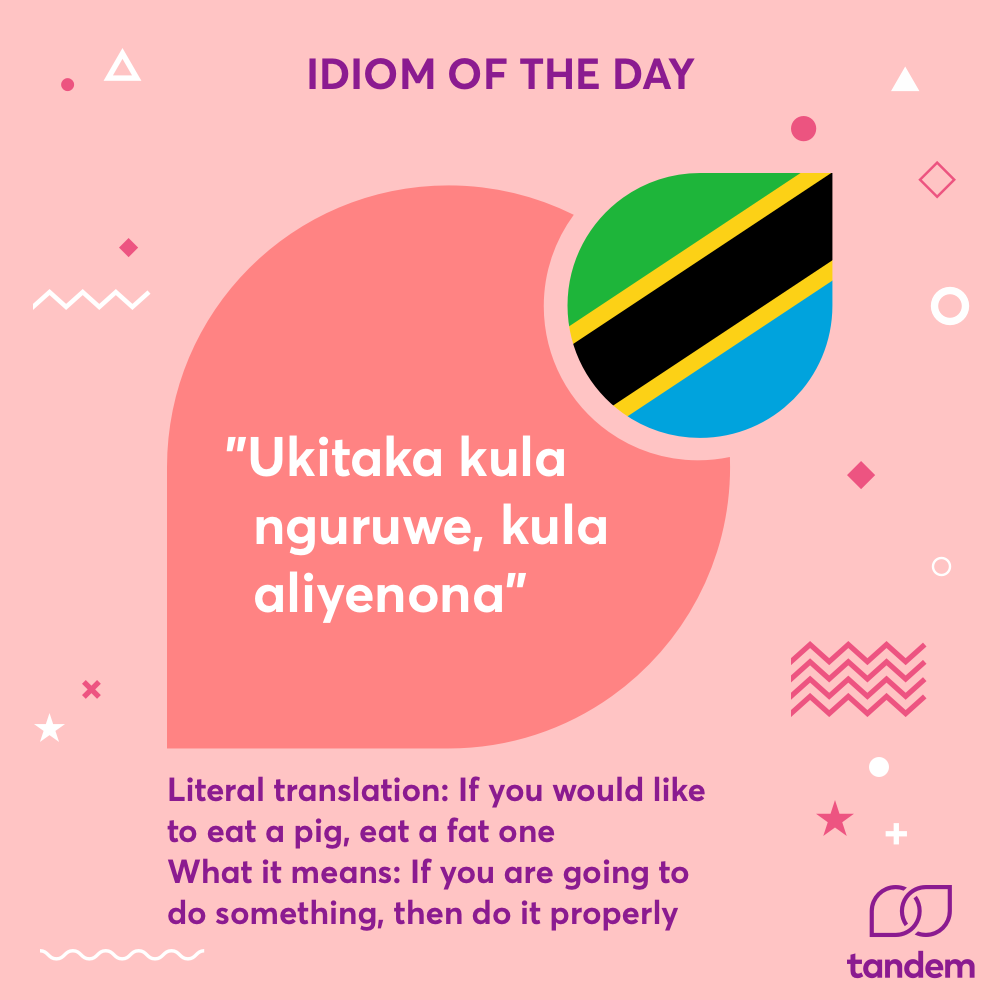 TandemAppHQ's tweet photo. We are loving this end of week #motivation from this #Swahili idiom 💪 🐷 In case our New Year's motivation has been lost a little, let's keep up the hard work and give #language #learning our absolute all 💯 🥇 https://t.co/aqtPg19BSu