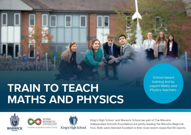 Train to teach Maths and Physics with <a href="/KHSWarwick/">King's High School</a> and @warwickschool as part of @NMAP_Teach. To find out more about the scheme, visit ow.ly/7Sgx50xQZDX or email Rosemary Chapman NMAPS@warwickschools.co.uk.