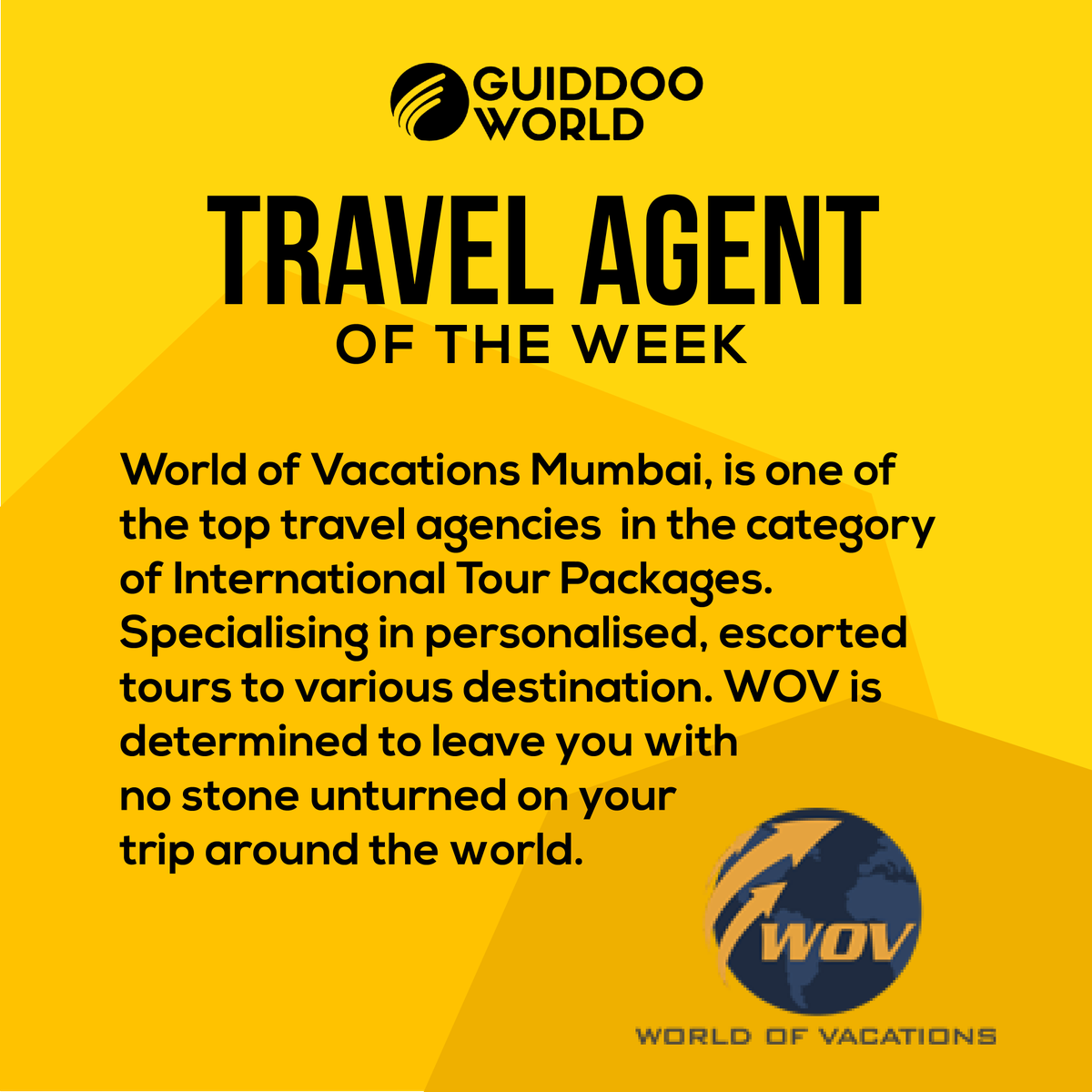 Featuring our Travel Agent of the week, World of Vacations! Do check them out! worldofvacations.in

#guiddoo #guiddooworld #travel #leisure #travelling #tourism #holiday #discover #adventure #explore #traveltech #technology #travel2020  highflytravels.com