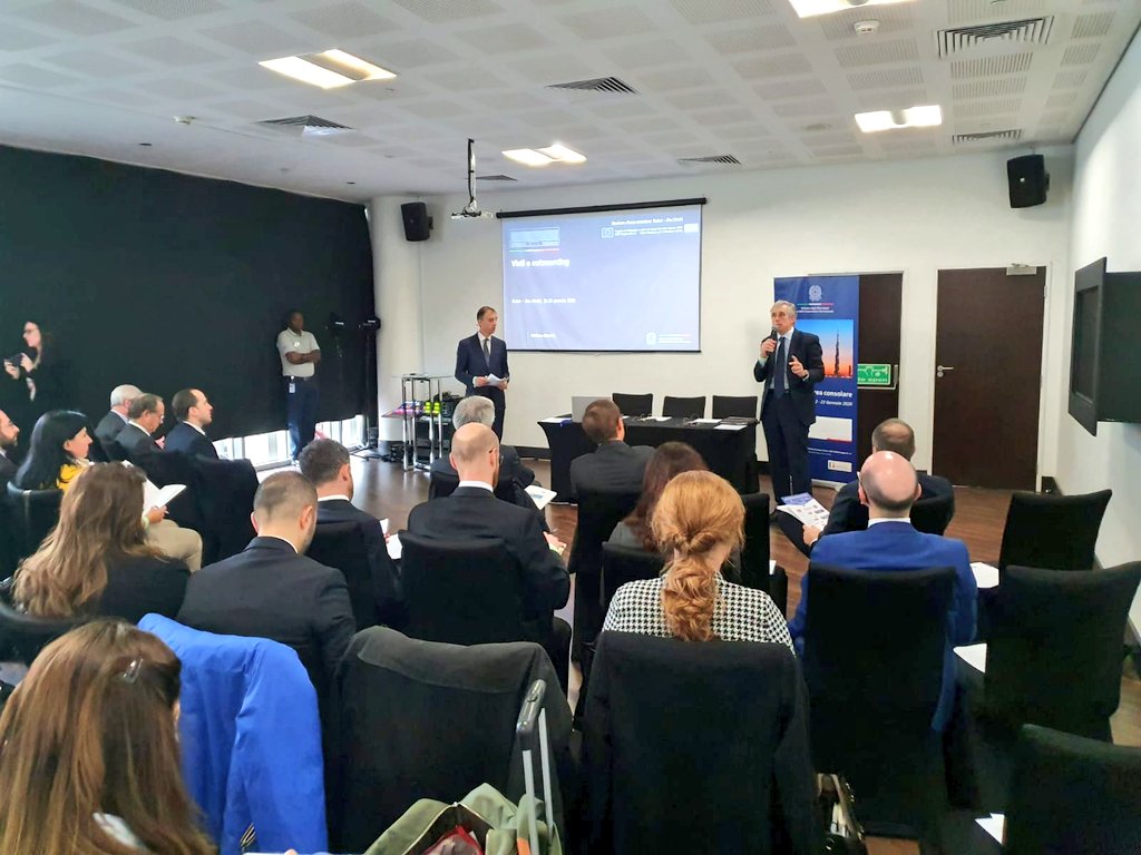 ItalyMFA's tweet photo. #ConfConsoli | Prosegue ad Abu Dhabi la riunione dei Consoli🇮🇹: seconda giornata dedicata all'internazionalizzazione del Sistema Paese 📊 anche attraverso lo strumento dei visti 🗂️ https://t.co/MZyZNQJdAH