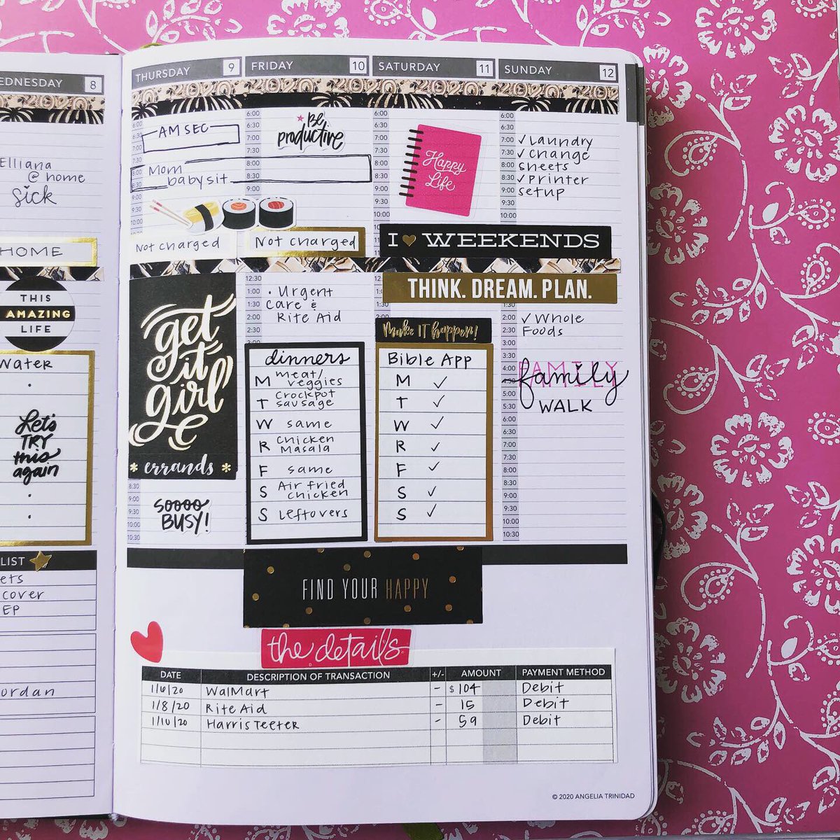 Happy Thursday! Here’s my Passion Planner spread from Jan 6 🎀 what Planner are you using this year?