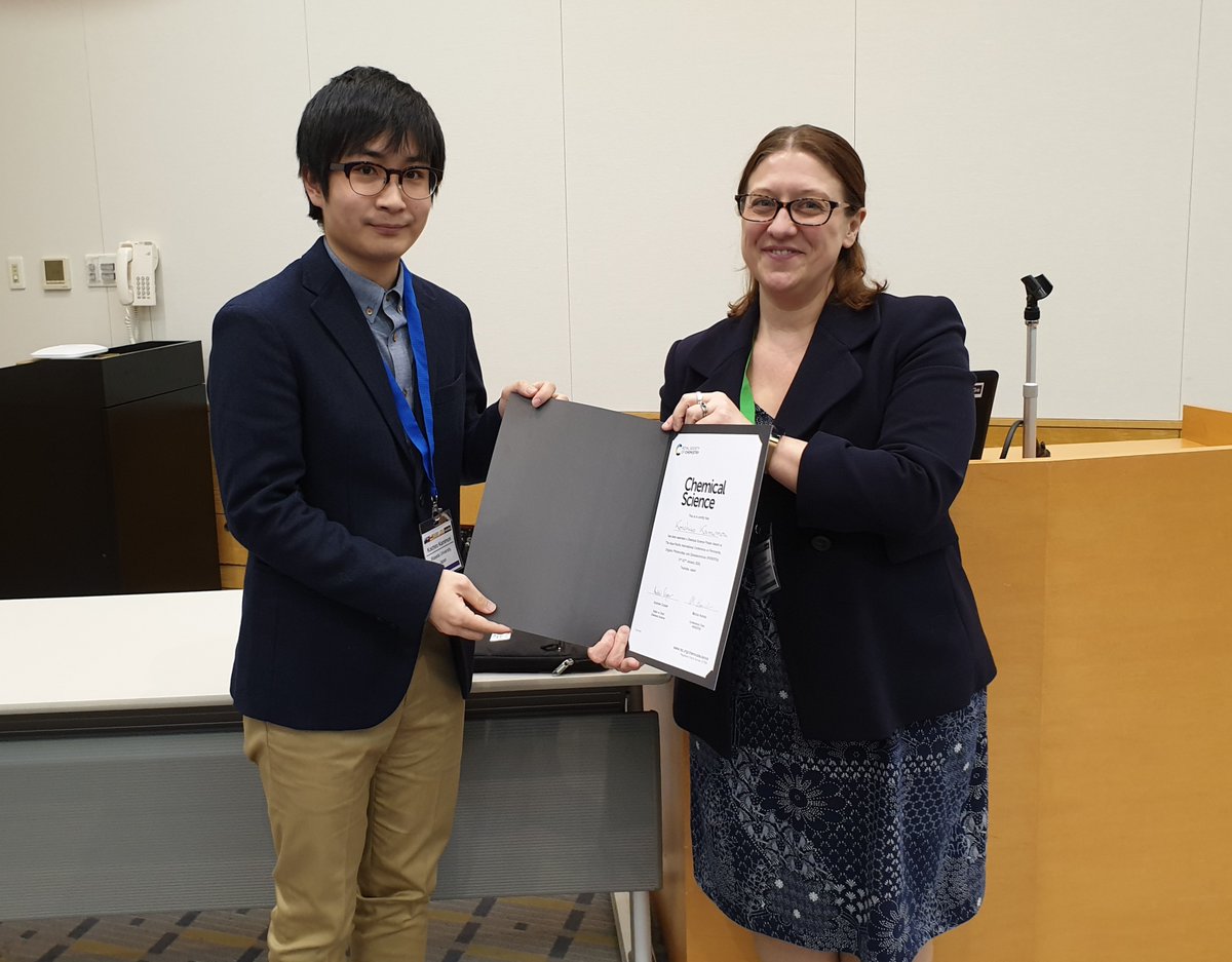 nanoGe_Conf's tweet photo. 🏆 The best @ChemicalScience Poster Award of #IPEROP20 goes to Koichiro Kamimori! 👏

His work on 'Metal-dopant-free Hole-transporting Poly(triarylamine)s for a Durable Perovskite Solar Cell' impressed everybody. https://t.co/tvlKgMjlH3
