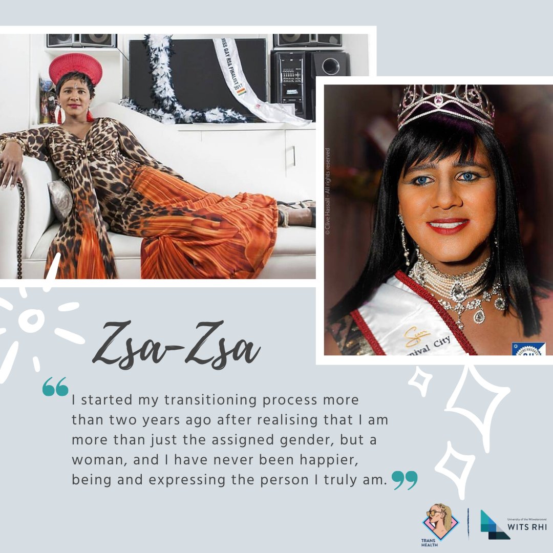 WitsRHI_TransHC's tweet photo. Meet Zsa-Zsa and this is her story! 

"My Journey began at a very young age. I always knew I was different, but society told me otherwise. I always felt insecure about who I am and had no one to speak to about these feelings." https://t.co/OOVpVPif5p