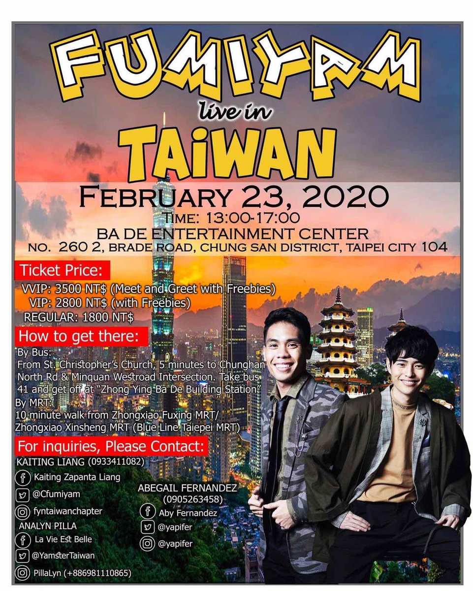 gucong_yamyam's tweet photo. Mga ka FUMIYAM magkitakita po tayo sa Taiwan😘😘😘 https://t.co/ZpmxsZoMTE