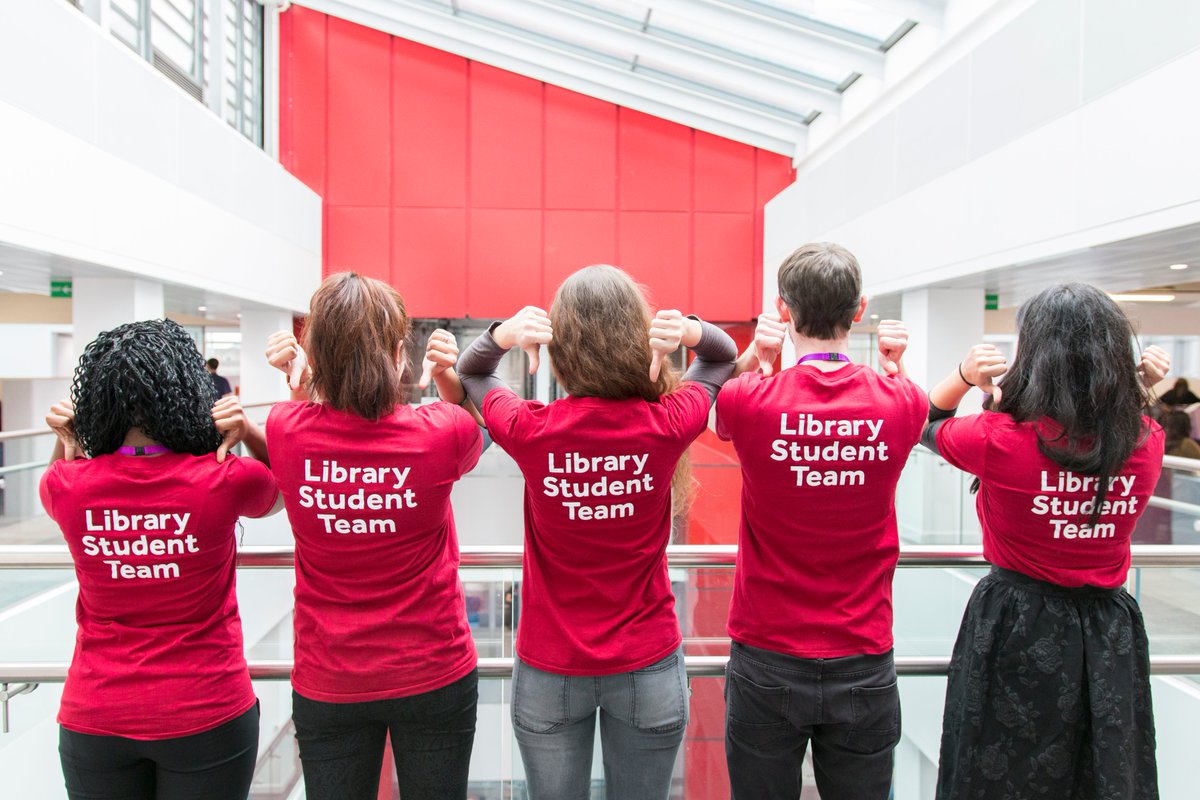 mlemanchester's tweet photo. With only two more days of exams to go, remember that the Library staff are always here to help! You can spot us in our purple uniforms or red Student Team t-shirts #ExamExtra 💜 https://t.co/wIAHH4cs9P