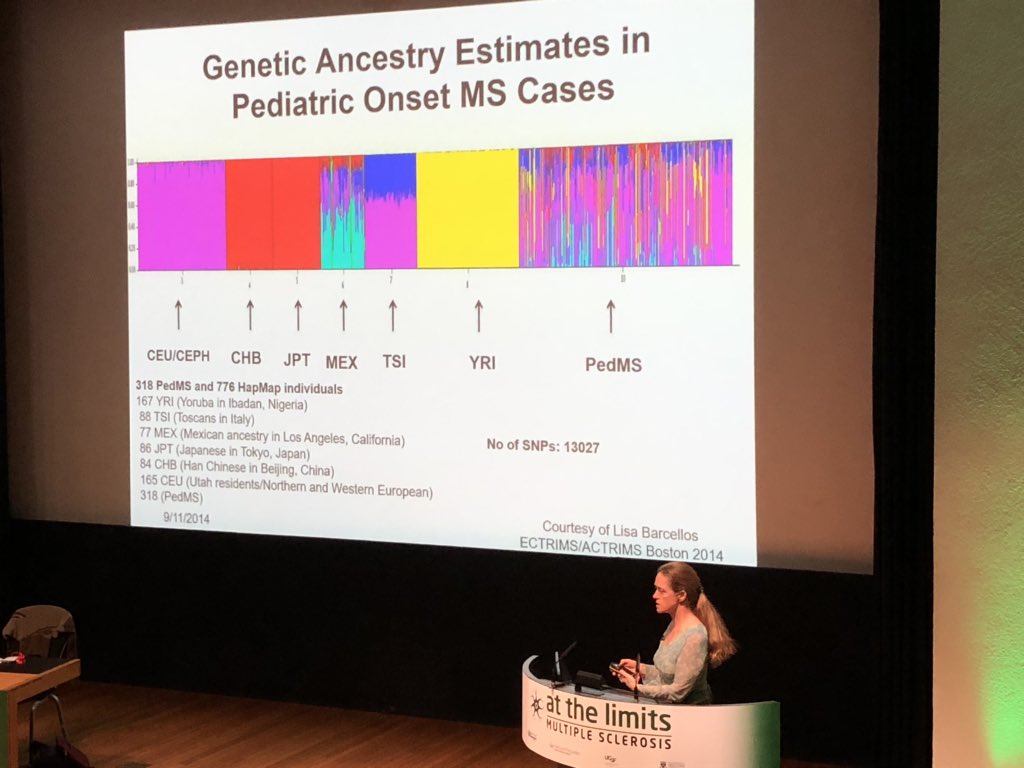 ben_m_jacobs's tweet photo. Super talk from Emmanuelle Waubant on paediatric MS: basic but still unanswered questions for me - is it same disease? Why is onset so early? Is genetic architecture the same? Are we more likely to find recessive genes for MS in kids? #MSatTheLimits @BartsMSBlog https://t.co/5MTSLRcjjH
