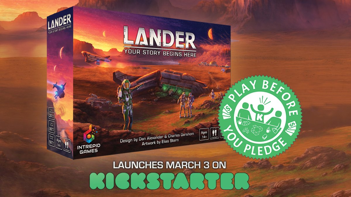 LANDER: Play Before You Pledge at 130 venues: landerthegame.com/play-before-yo…
You're the head of a corporation sent to build a colony on Kaimas-2, where you collect resources, train your crew and complete missions. Beware, your rivals will stop at nothing to sabotage you. <a href="/Landerthegame/">Lander the Game</a>