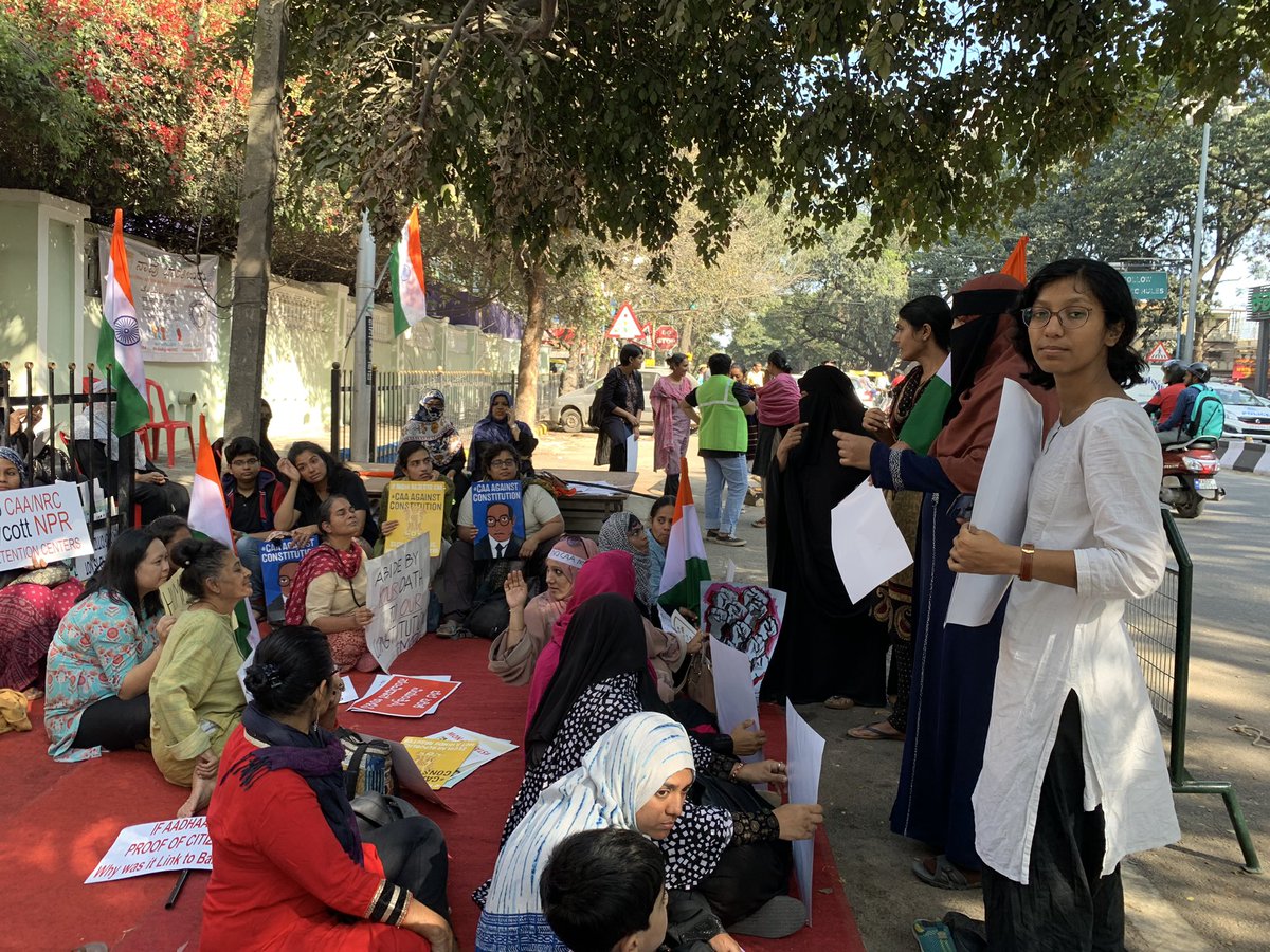 Happy to be here in my ‘hood- Women’s only protest on Mosque Road. #RejectCAA #RejectNCR #RejectNPR #BangaloreProtests #StandwithStudents #SaveOurConstitution #womenforconstitution