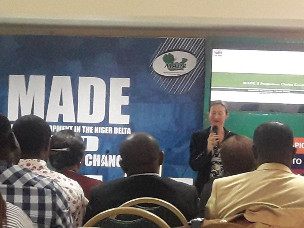 Goodwill message by @DFIDNigeria  rep. "We acknowledge it's not easy working in the Niger Delta, we appreciate the efforts and lessons will be shared beyond Nigeria. Congratulations to all partners" <a href="/PINDFoundation/">PIND Foundation</a> DAI and <a href="/MADENigerDelta/">MADE Nigeria</a> #MADEintheNigerDelta