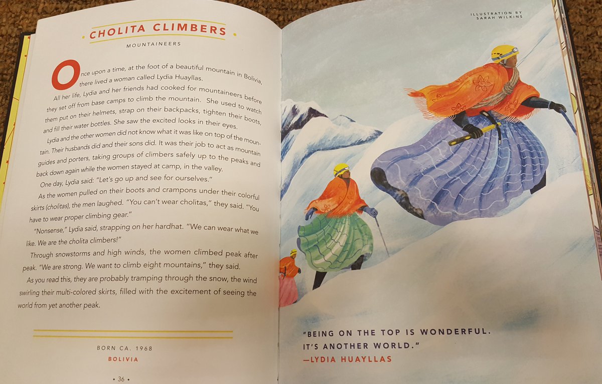DiegoEscobari's tweet photo. En una librería en algún lugar de Texas encontré un libro para niños/as “100 Historias de Mujeres Extraordinarias.” Hay historias de Cleopatra, Rosa Parks, Marie Curie, Maria Montessori, Helen Keller, Frida Kahlo y …. Lydia Huayllas y las Cholitas Escaladoras! #Bolivia #Cholitas https://t.co/2U1Y0DGOTa