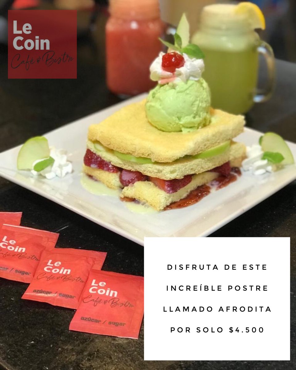 LeCoinCafe's tweet photo. En cualquiera de nuestras tiendas ven a disfrutar de este riquísimo postre. Solo en Le Coin Café &amp; Bistró.
#experiencialecoin #postres #iquique #calama #antofagasta #copiapo https://t.co/Ksvc00DG53