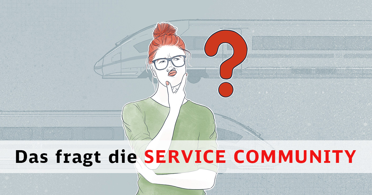 Illustration: Frau schaut fragend nach oben, rechts ein großes rotes Fragezeichen.