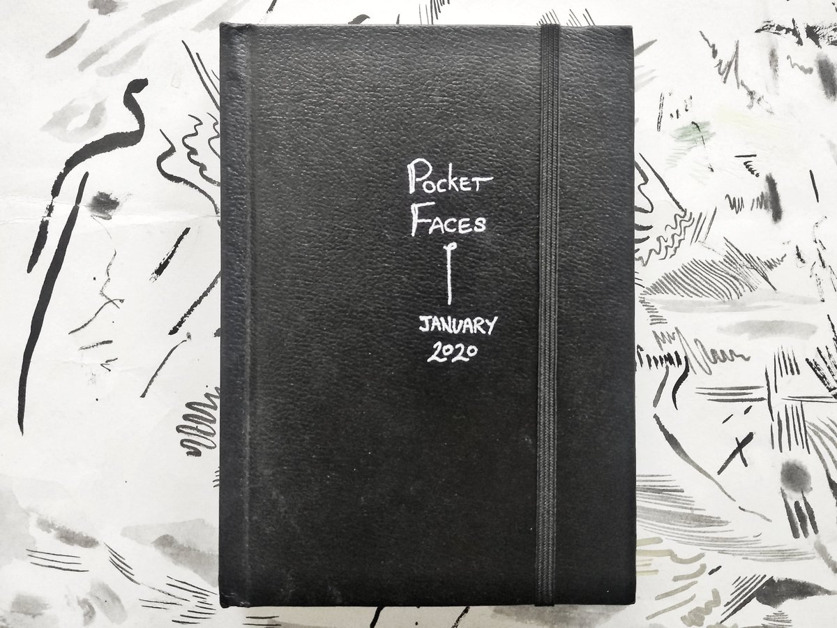 Here's a thread for Pocket Faces, my first new sketchbook for 2020. A5 portraits, mixed media. #PocketFacesSketchbook https://twitter.com/allVishal/status/1220263507658067970?s=19