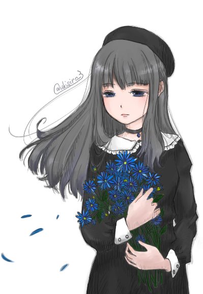 うきしろ 青い花の女の子 イラスト好きさんと繋がりたい イラスト