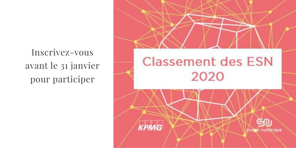 numeum_'s tweet photo. [ #rdvESN📅] Si vous souhaitez être informé de l'ouverture de l'enquête Grand angle ESN, qui permet de figurer dans le classement 2020 des ESN de @syntecnumerique et @KPMG_France, inscrivez-vous ici➡️https://t.co/os5c5bpyPJ 
@ADCambournac #ICT https://t.co/VrtpCVWJXq