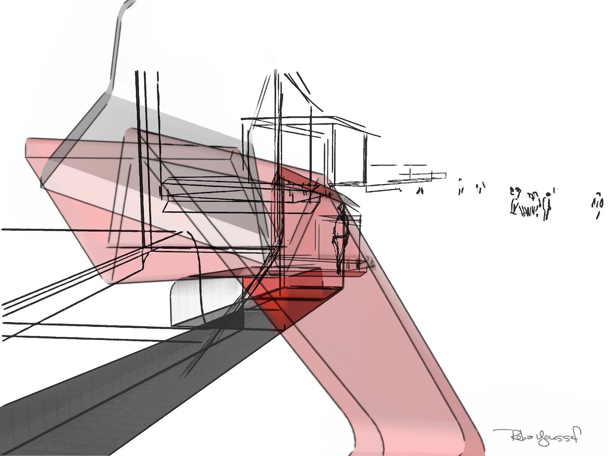 RobaYoussef's tweet photo. An Architectural Composition representing one of my Communal architectural projects that has a highly interactive character with the users and their culture... #toberealized #conceptual #architecture #design #drawingisthinking #linesbyrobayoussef https://t.co/0iO0qEkrku