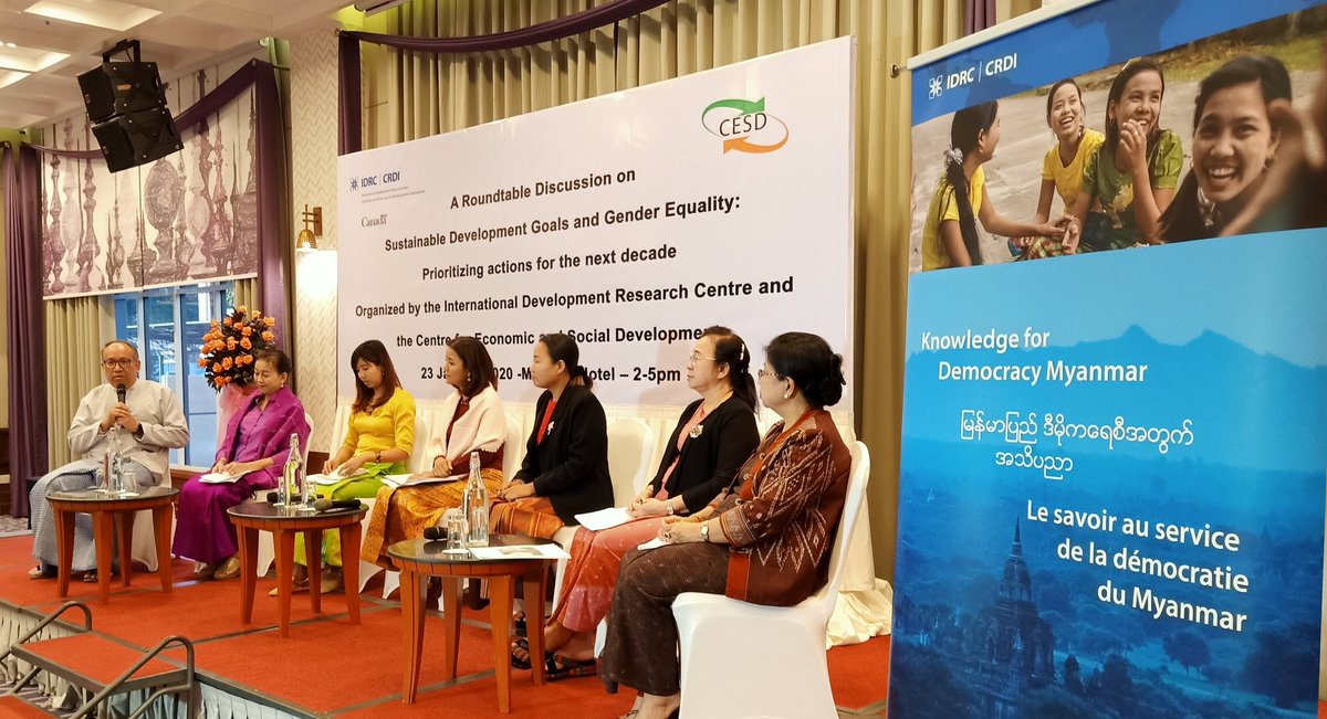 ERodDev's tweet image. Today,  @CESDmyanmar @IDRC_CRDI convenes #multisector discussion on how to prioritize actions in #Myanmar for #GenderEquality #SDG5 w/#workers, #womenentrepreneurs, #ethnic groups, #NGOs, #thinktanks &amp;amp; #government. Time 4 a broad-based approach: #Gender is everyone's business.