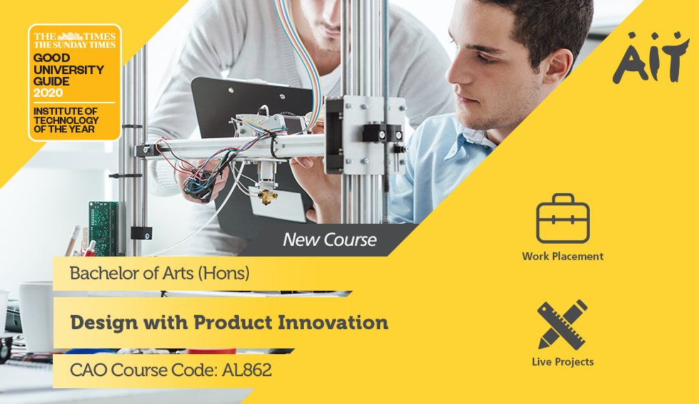 TUS_Athlone_'s tweet photo. This exciting new degree goes beyond traditional product or industrial design by fusing design with technical, business and innovation skills. It is deal for students with a creative flair and an interest in engineering. 

Learn more: https://t.co/JdhpRwQw9K #ChooseAIT #CAO2020 https://t.co/tsv0FXCckD