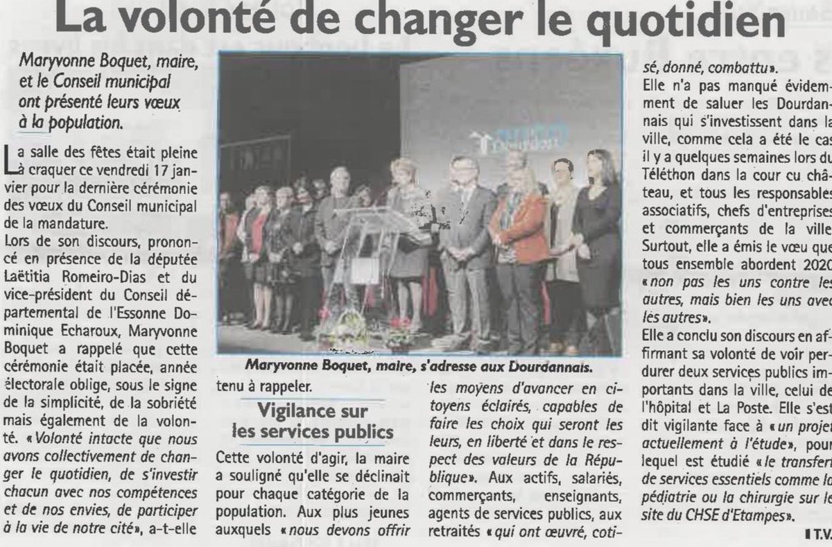 DourdanAvance's tweet photo. Retour du @LeRep91 sur la cérémonie des vœux organisée le 17 janvier dernier. Et la volonté, intacte, de changer le quotidien. 
#Municipales2020 
#Dourdan
#Essonne 
@TeddyVaury https://t.co/pQniWNXb5B