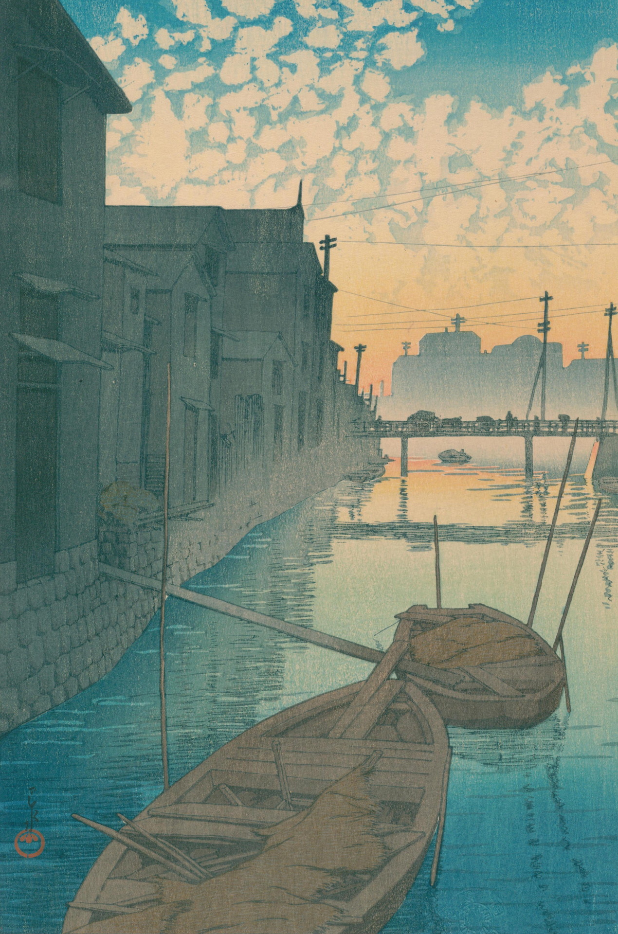 パステル画（原画）河のある風景・朝。 河のある風景：朝（パステル画・マット紙付き） 絵画 パステル画
