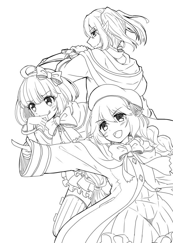 なかよし部の線画 #プリコネ 