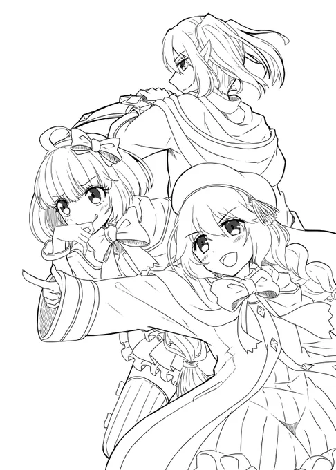 なかよし部の線画 #プリコネ 
