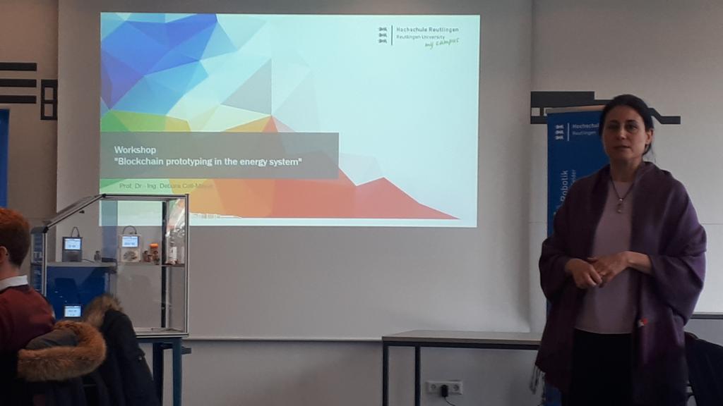 olisharenergy's tweet photo. Cool! Prof Coll-Mayor and her students present on their achievements in #blockchain based energy management. @TransnetBW @EnBW @swtue @olisharenergy https://t.co/DTpEpWFOGE