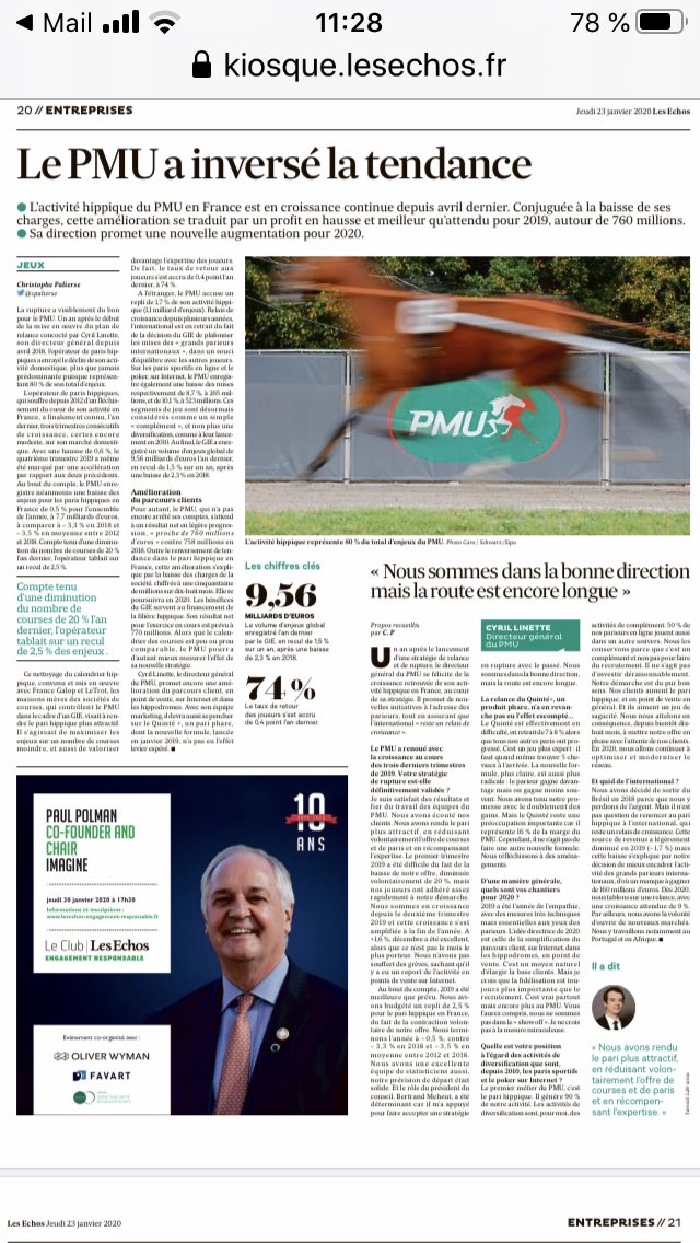 DidierK1's tweet photo. Une magistrale leçon de communication du @pmu ce matin dans @LesEchos qui explique que ça aurait pu être pire https://t.co/CfHWvNDqSo