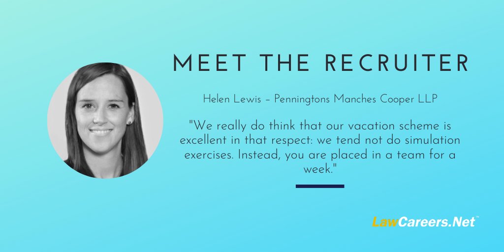 LawCareersNetUK's tweet photo. Graduate recruitment manager Helen Lewis shares lots of information about the vacation scheme at @Penningtonslaw as well as application advice in this week's Meet the Recruiter. https://t.co/XF5EfIgQOG https://t.co/ply2Z4L433