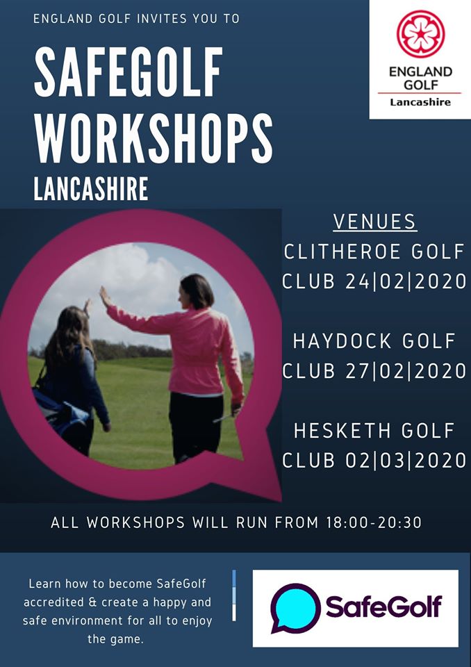 Have you booked onto your local SafeGolf Workshop⁉️

Simply click on your venue of choice to book and learn all you need to know about achieving #SafeGolf

Clitheroe GC : eventbrite.co.uk/e/89556155873
Haydock GC: eventbrite.co.uk/e/89557610223
Hesketh GC: eventbrite.co.uk/e/89558021453