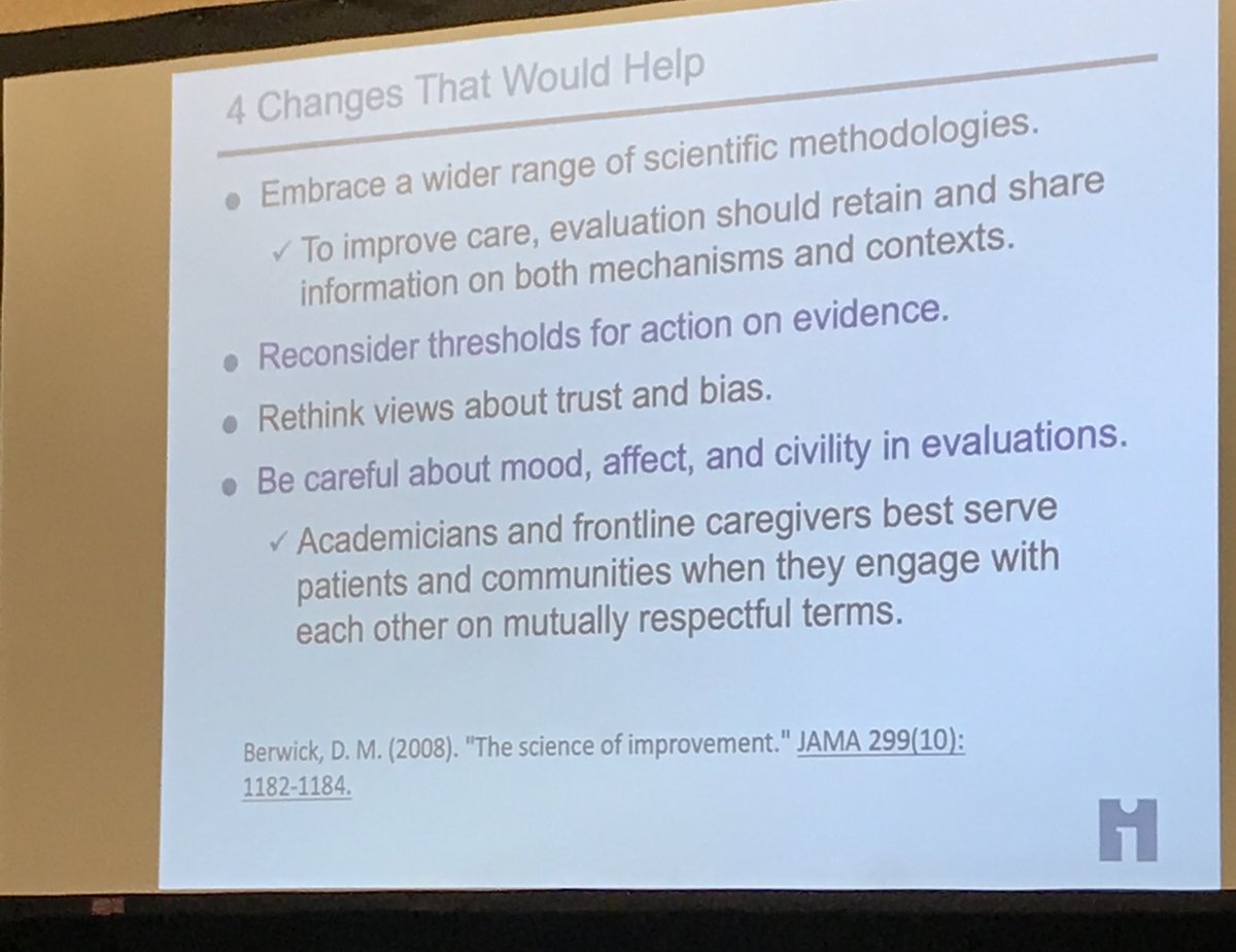Adding rigourness to learning in complex and «messy systems». Learning about study design for QI at the #W61 #IA Curious? Take a look at  Berwick’s The Science of Improvement jamanetwork.com/journals/jama/…