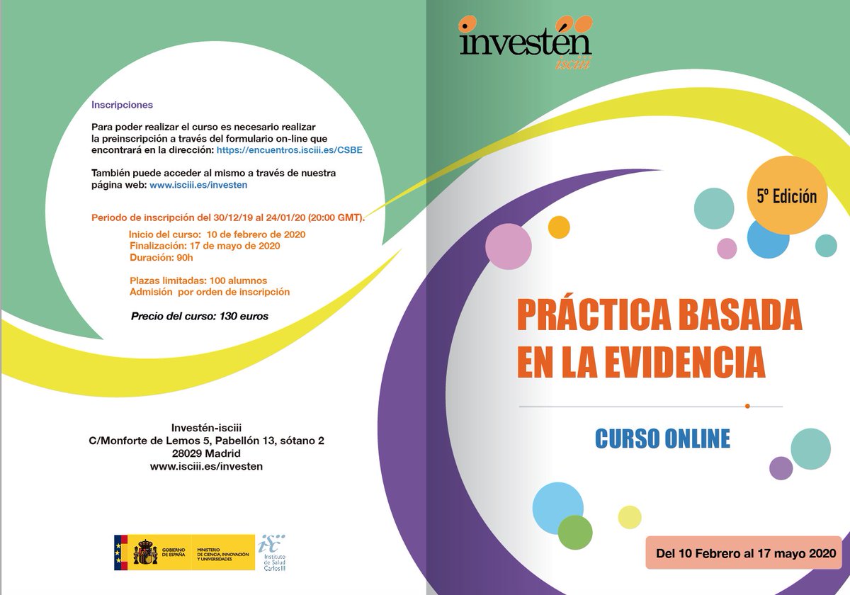 Investenisciii's tweet photo. ⚠️ATENCIÓN: últimos días para inscribirse⚠️
 Curso online:"Práctica basada en la Evidencia". 

👉Enseñanza virtual 
⏰Horas lectivas: 90h
🕵️‍♀️Últimas plazas
📆10/2 al 17/5
📝Inscripción: https://t.co/uESKYB9agZ
¡No te quedes sin plaza! https://t.co/ewThjecdzk