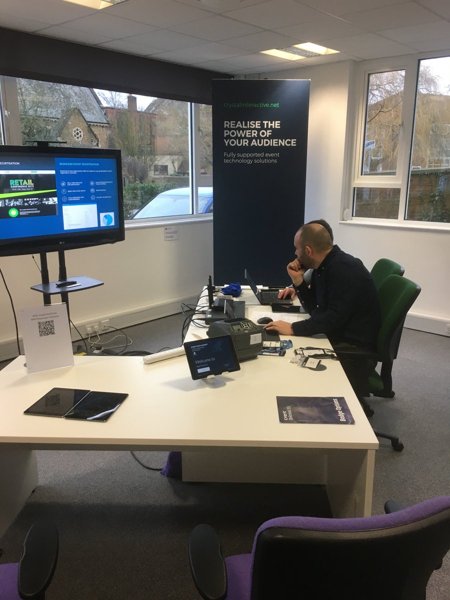 What does a seamless, digitally-enabled delegate experience feel like in practise? <a href="/RCurtisjnr/">Rob Curtis</a> and <a href="/jamesfawcett/">jamesfawcett</a> putting the finishing touches to the demo for <a href="/stagestruckcom/">Stagestruck Ltd</a>. Looking forward to welcoming the team to <a href="/crystalinteract/">Crystal Interactive</a>
