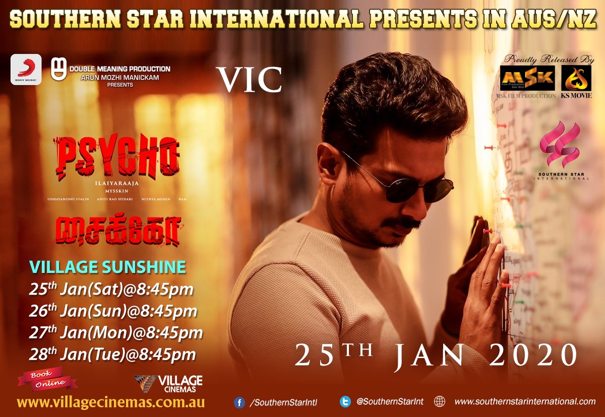 DoubleMProd_'s tweet photo. Here are the show timings for Psycho in Australia/NZ. Don't miss out on the first mind-bending and gripping movie offering of this decade. 

#tamilhorrormovie #psychoaustralia #psychoNZ #psychotamilmovie #australiatamilmovies #NZtamilmovies #tamilthrillermovie https://t.co/4GlWFltc8b