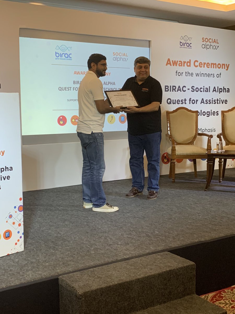 SocialAlphaIN's tweet photo. Congratulations Truce Consulting Services on winning the BIRAC-Social Alpha Quest for Assistive Technologies, by Mphasis! They have developed a car swivel seat called @TurnPlus that offers easy entry & exit into the front seat of a passenger car for people with medical conditions https://t.co/kBUJ2hjhpq