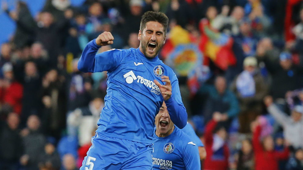 Markel Bergara celebra un gol con el Getafe.