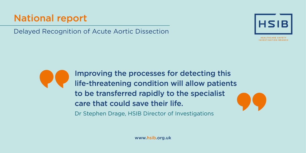 Dr Stephen Drage, HSIB Director of Investigations, comments on our 'delayed recognition of acute aortic dissection' national report. He says: "Improving the processes for detecting this life-threatening condition will allow patients to be transferred rapidly to the specialist care that could save their life".