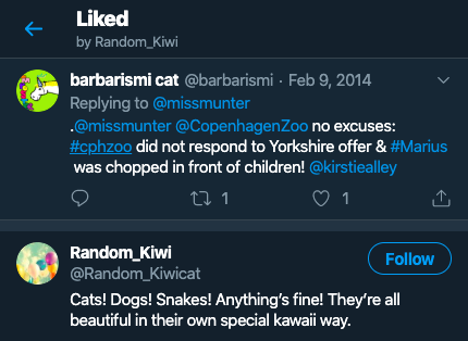 missmunter's tweet photo. Hvem sidder i 2020 og liker et tweet fra 2014? 

(Men fint nok, så fik @CopenhagenZoo da også øje på tweetet fra dengang) #mariusgate https://t.co/mIZ5XhAQsf
