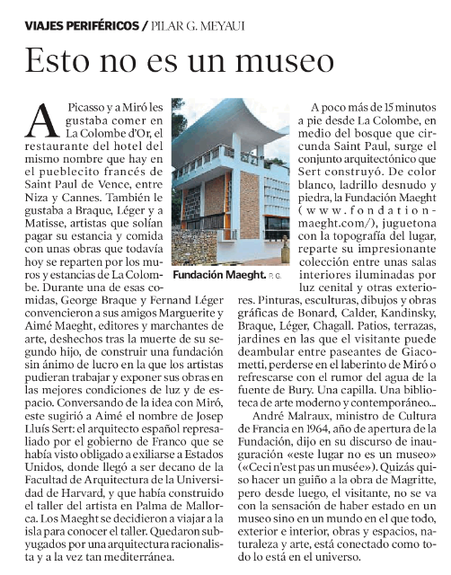 la_conectora's tweet photo. Hoy escribo sobre la #fondationmaeght de Saint Paul de Vence en el suplemento Artes &amp; Letras de @heraldoes https://t.co/gepNedWFkg #viajesperifericos https://t.co/Hhn33c4UKX