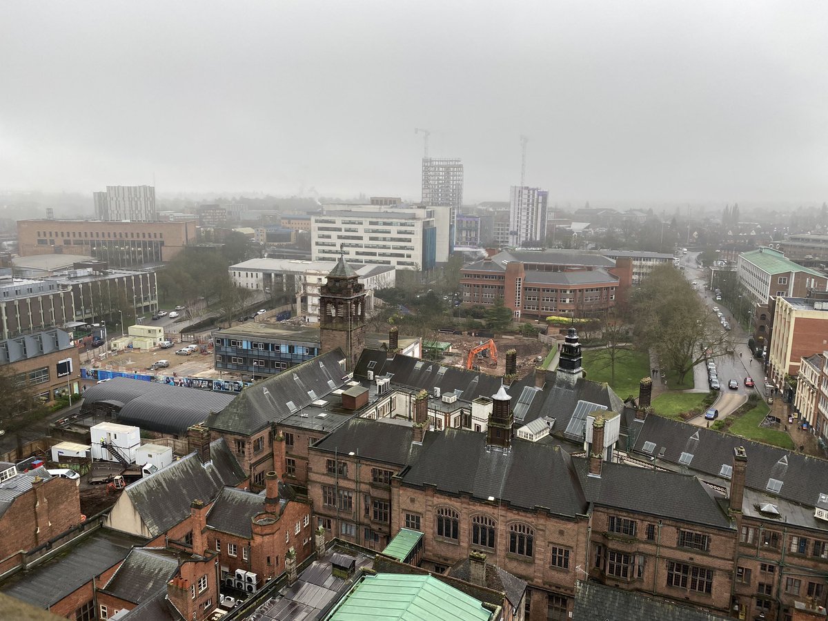 CovCaptured's tweet photo. A bit foggy, but still a wonderful view from the top of @CovCathedral tower climb. https://t.co/pK0S2PWIC1