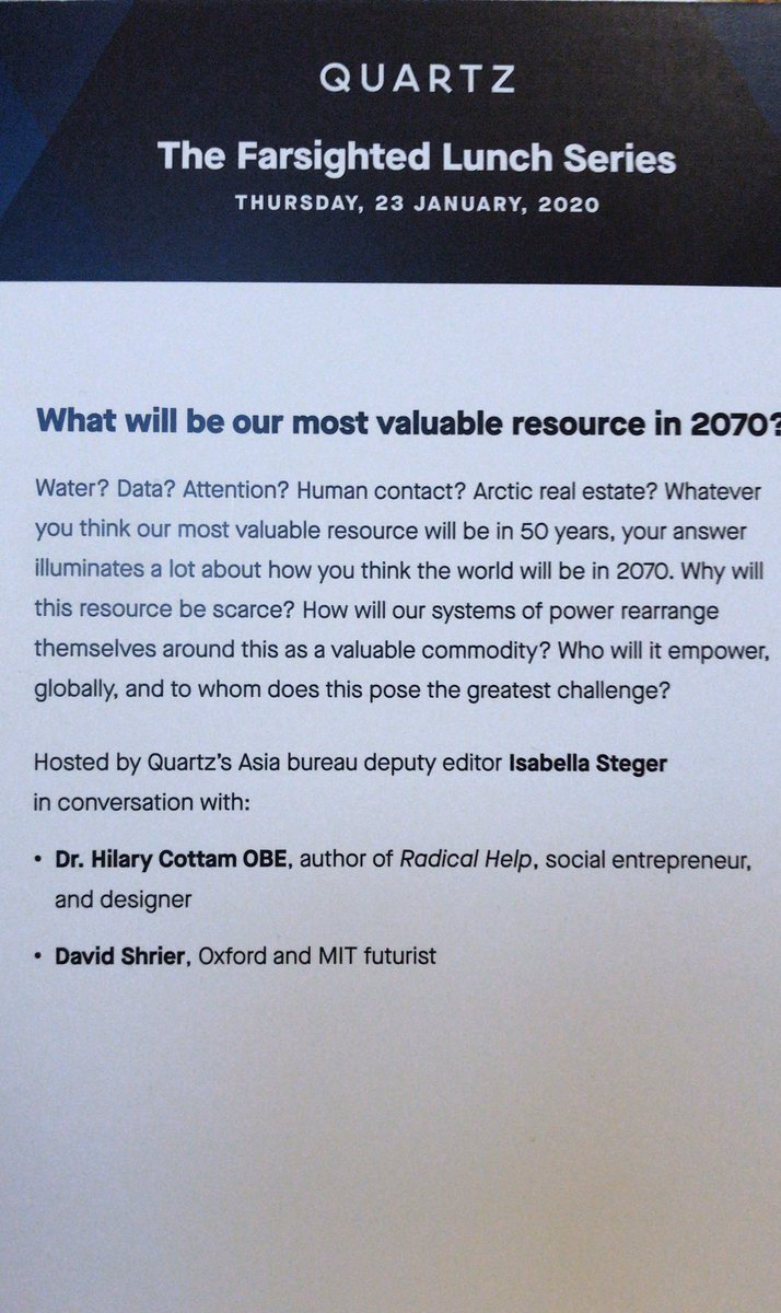 ch_tsagkalidis's tweet photo. What will be our most valuable resource in 2070?
Any ideas?
#wef20 #Davos2020 https://t.co/8IkfvJSj2m