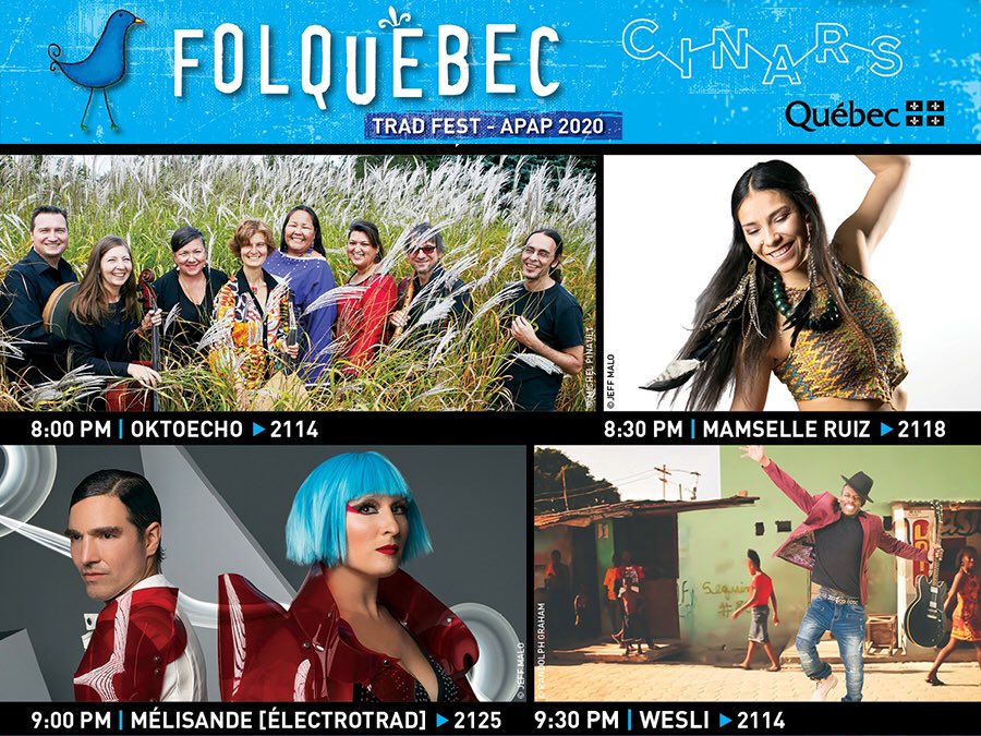 Aquamedias's tweet photo. Groupes de musique du Québec présents au showcase APAP de New-York/Music bands from Quebec present at the APAP showcase in New York 🎙🗽✨
Infos & photos: https://t.co/r5pyxIJE8c
.
#showcase #OktoEcho #QuebecArtist #APAP #PerformingArts #NYC #NewYorkCity #Manhattan #throatsinging https://t.co/inR7s9mHw9
