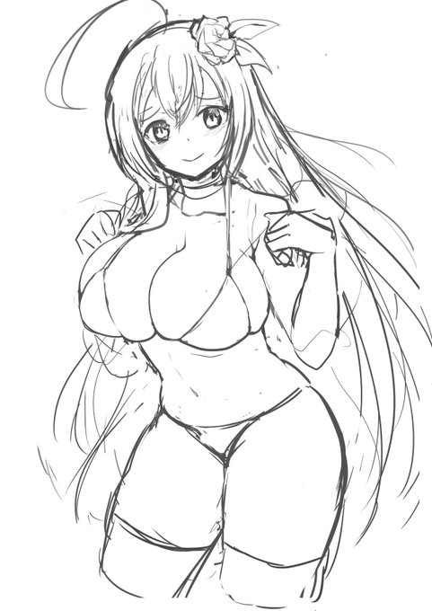 見比べて面白いのがラフと完成系では結構違いがあって
ペコリーヌのあほ毛の原型がなかったりするw
色塗って線画を修正していらない線は消したりしてます。

#このタグを見た人はラフ画とその完成絵を見せる 