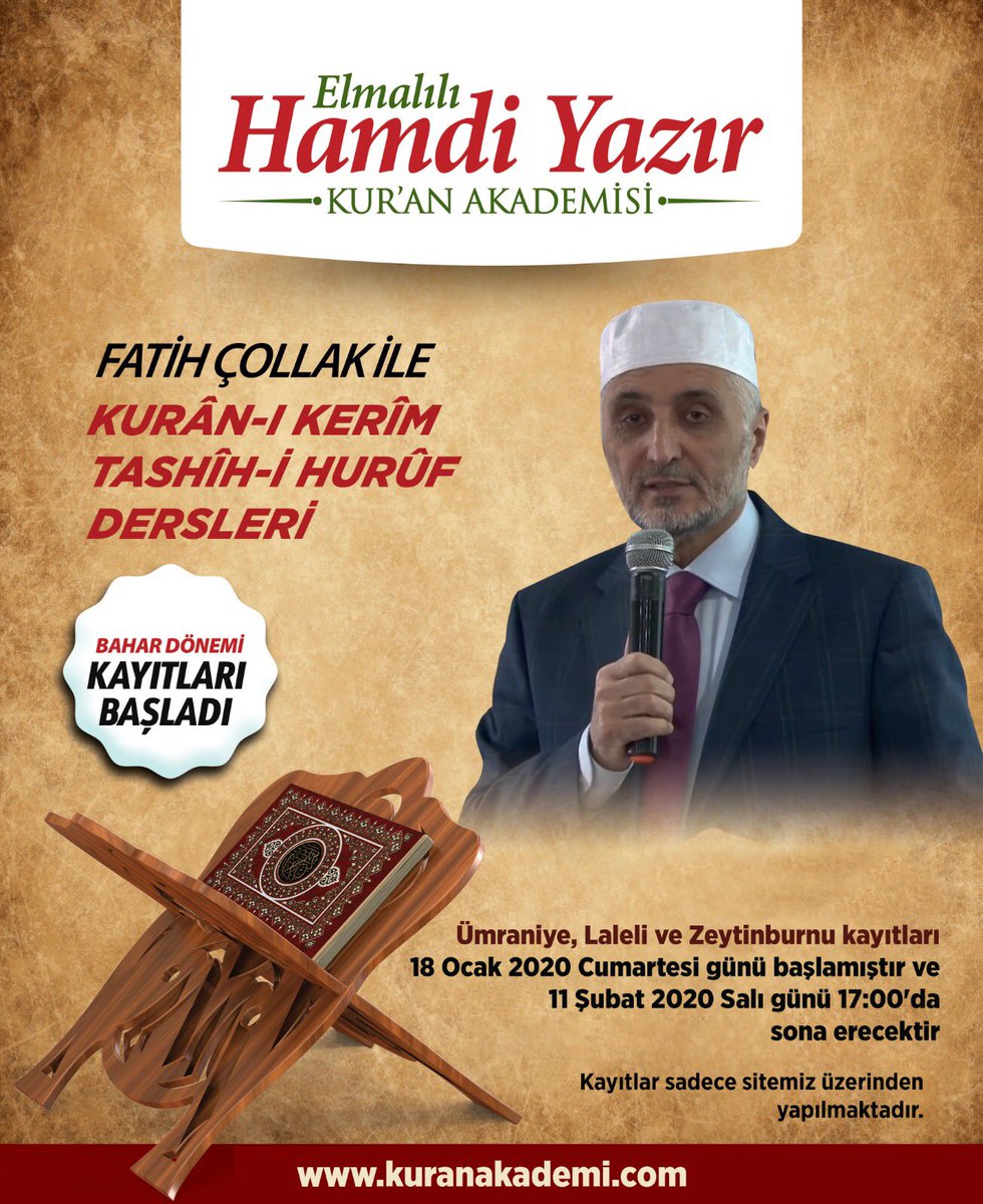 Bahar (2. Dönem) Kayıtları Başladı:
kuranakademi.com